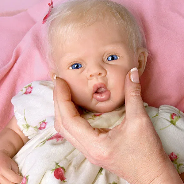 The Ashton - Drake Galleries Lily Rose TrueTouch® Authentic Silicone Baby Girl Doll With 7-Piece Layette Set Weighted Fully Poseable with Hand-Rooted Hair & Inset Eyes by Michelle Fagan 21"-Inches