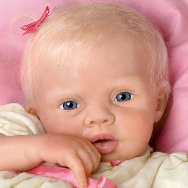 The Ashton - Drake Galleries Lily Rose TrueTouch® Authentic Silicone Baby Girl Doll With 7-Piece Layette Set Weighted Fully Poseable with Hand-Rooted Hair & Inset Eyes by Michelle Fagan 21"-Inches