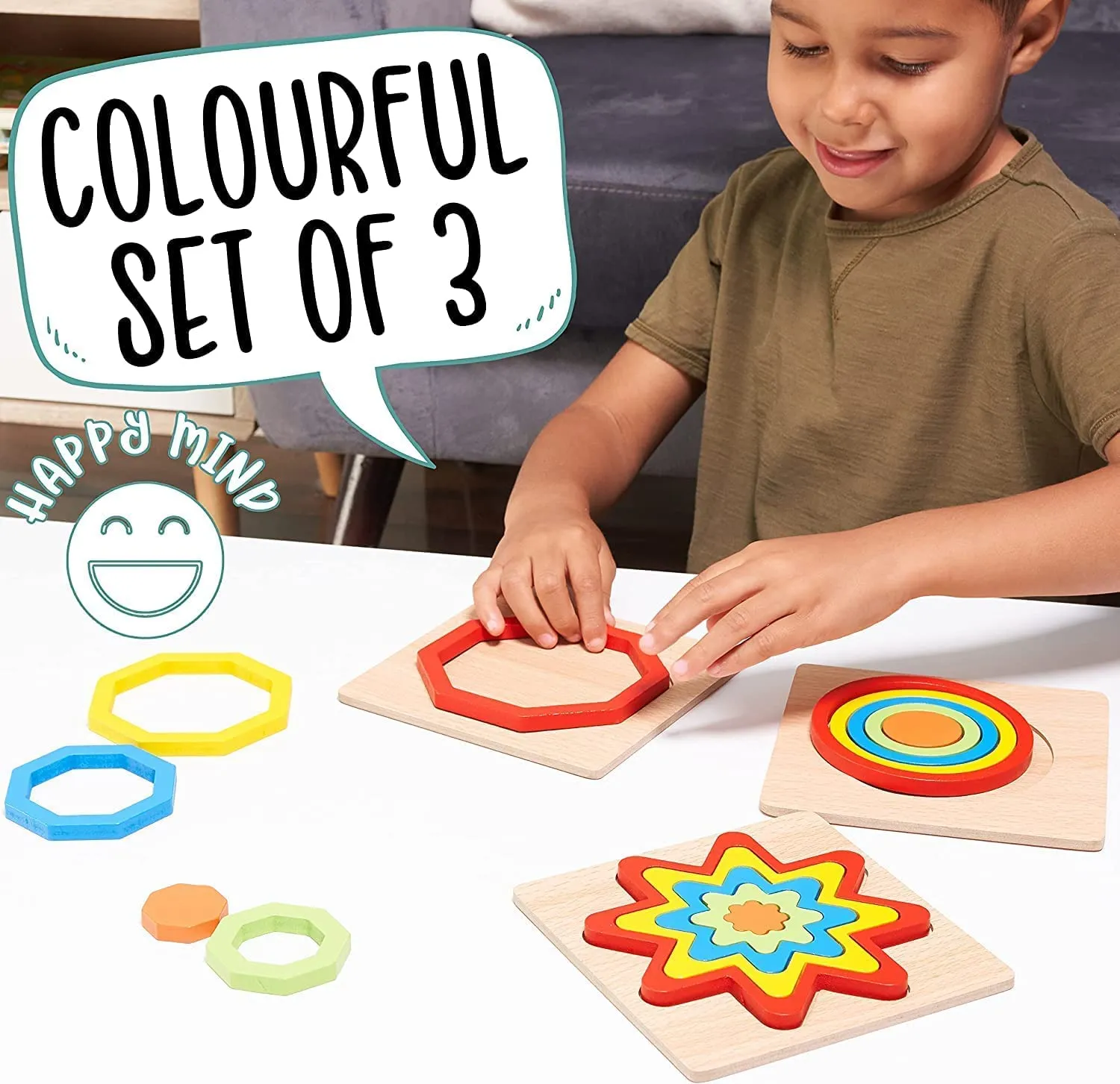 Toddler Puzzles Games Wooden Toys Montessori Rainbow Shape Sorting Puzzle Sensory Toys Toddlers Activities Preschool Learning Early Educational Birthday Gift Travel for Kids Age 1 2 3 4 Year Old