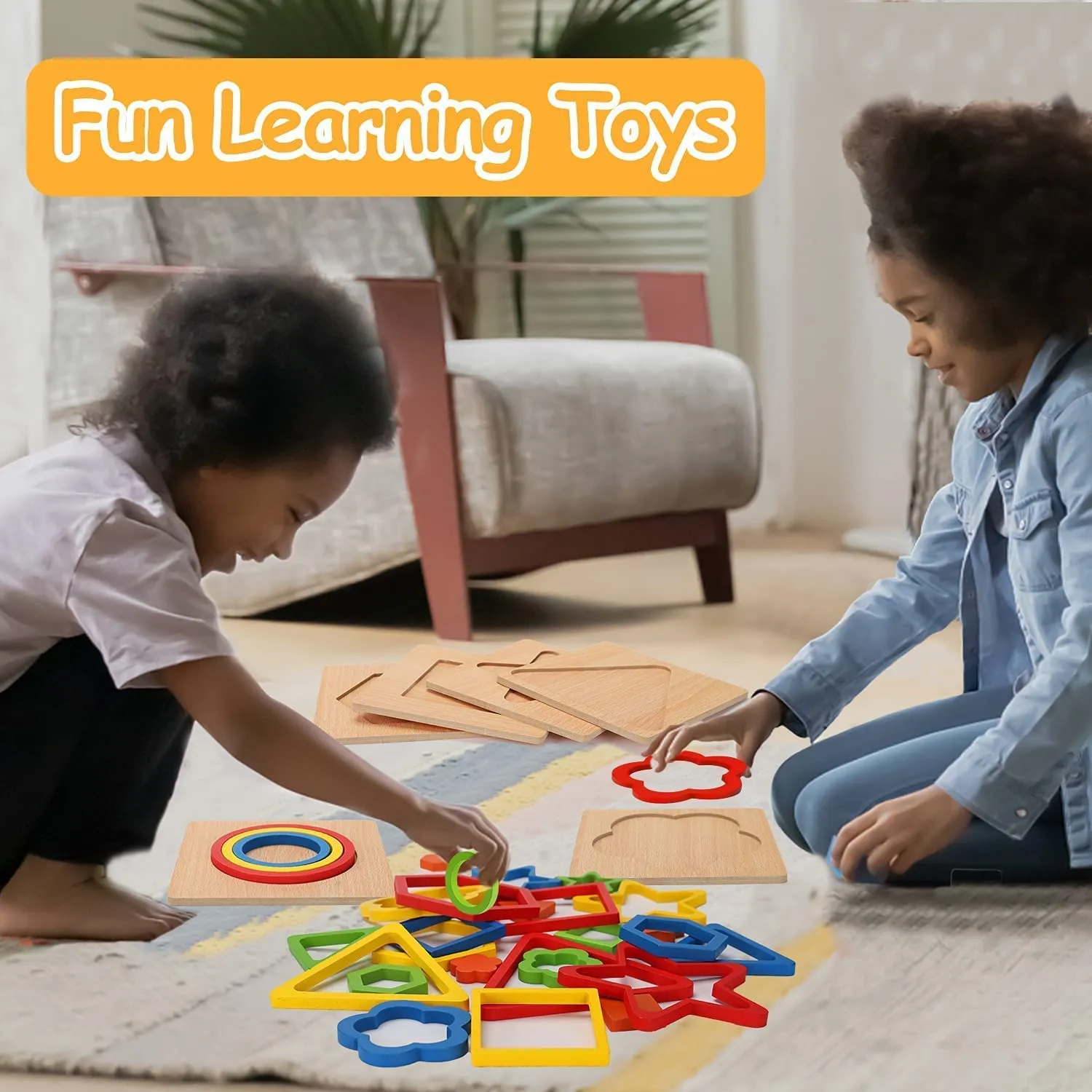 Toddler Puzzles Games Wooden Toys Montessori Rainbow Shape Sorting Puzzle Sensory Toys Toddlers Activities Preschool Learning Early Educational Birthday Gift Travel for Kids Age 1 2 3 4 Year Old