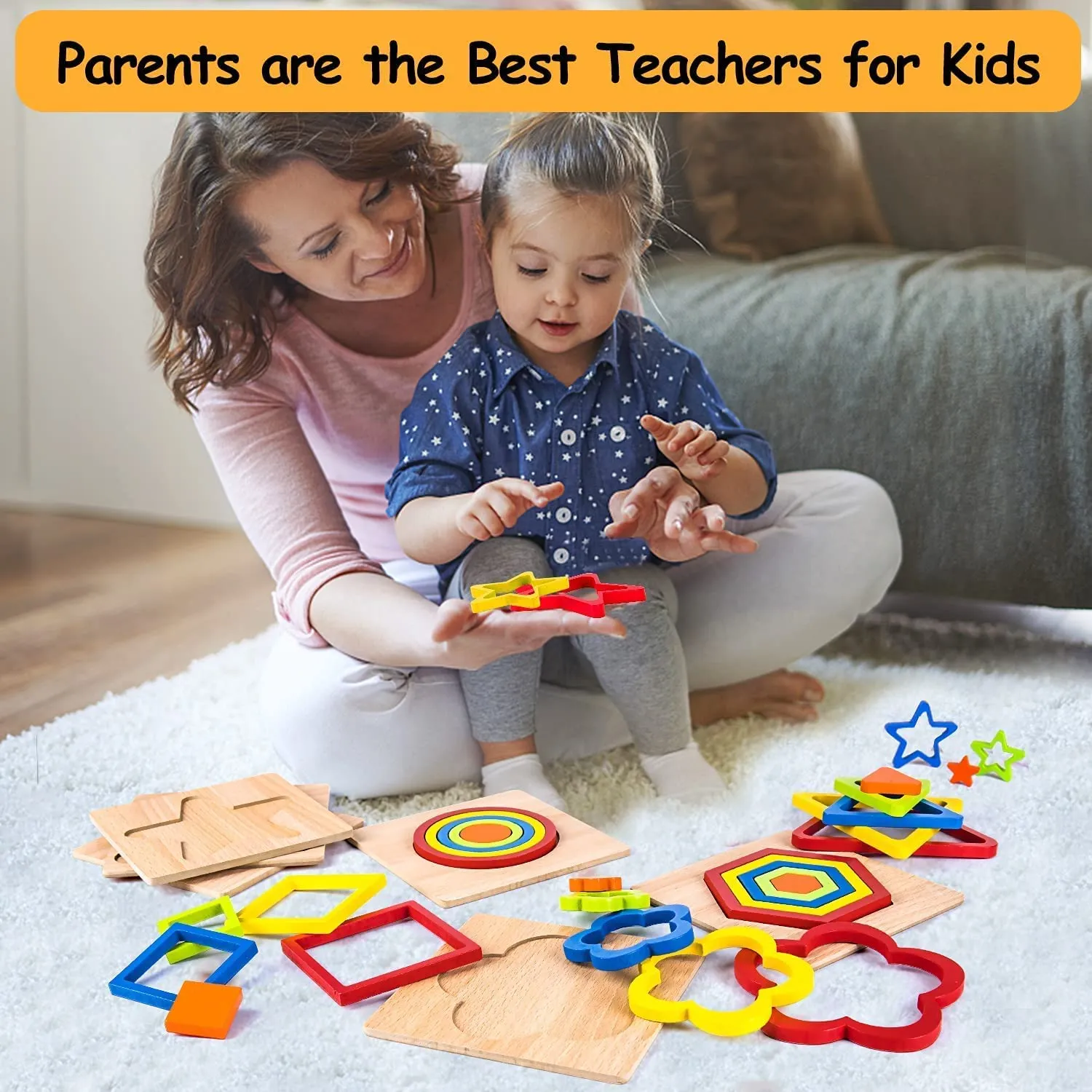 Toddler Puzzles Games Wooden Toys Montessori Rainbow Shape Sorting Puzzle Sensory Toys Toddlers Activities Preschool Learning Early Educational Birthday Gift Travel for Kids Age 1 2 3 4 Year Old