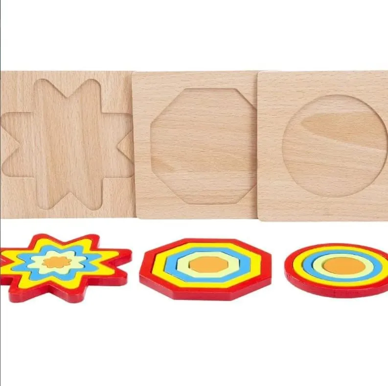 Toddler Puzzles Games Wooden Toys Montessori Rainbow Shape Sorting Puzzle Sensory Toys Toddlers Activities Preschool Learning Early Educational Birthday Gift Travel for Kids Age 1 2 3 4 Year Old