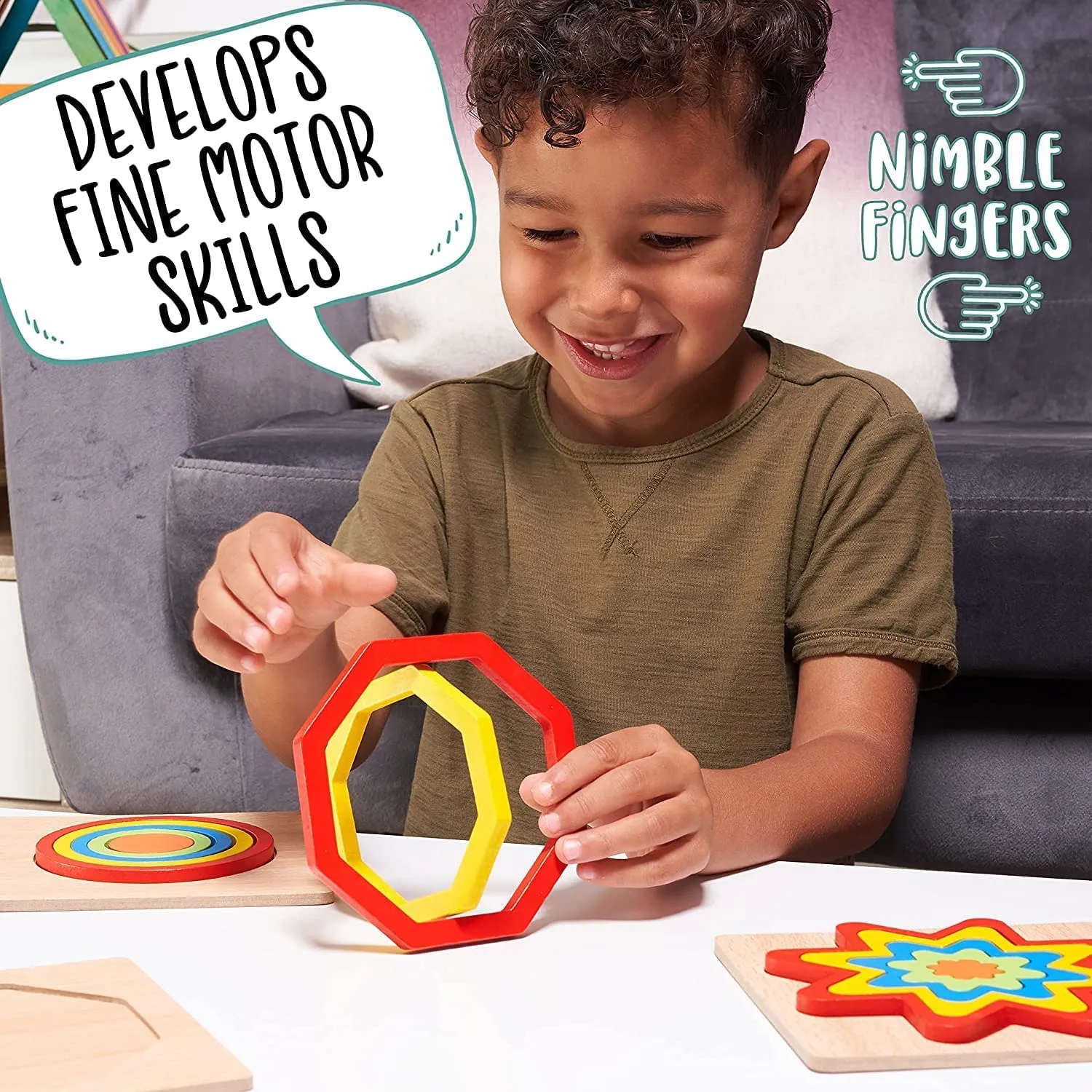 Toddler Puzzles Games Wooden Toys Montessori Rainbow Shape Sorting Puzzle Sensory Toys Toddlers Activities Preschool Learning Early Educational Birthday Gift Travel for Kids Age 1 2 3 4 Year Old