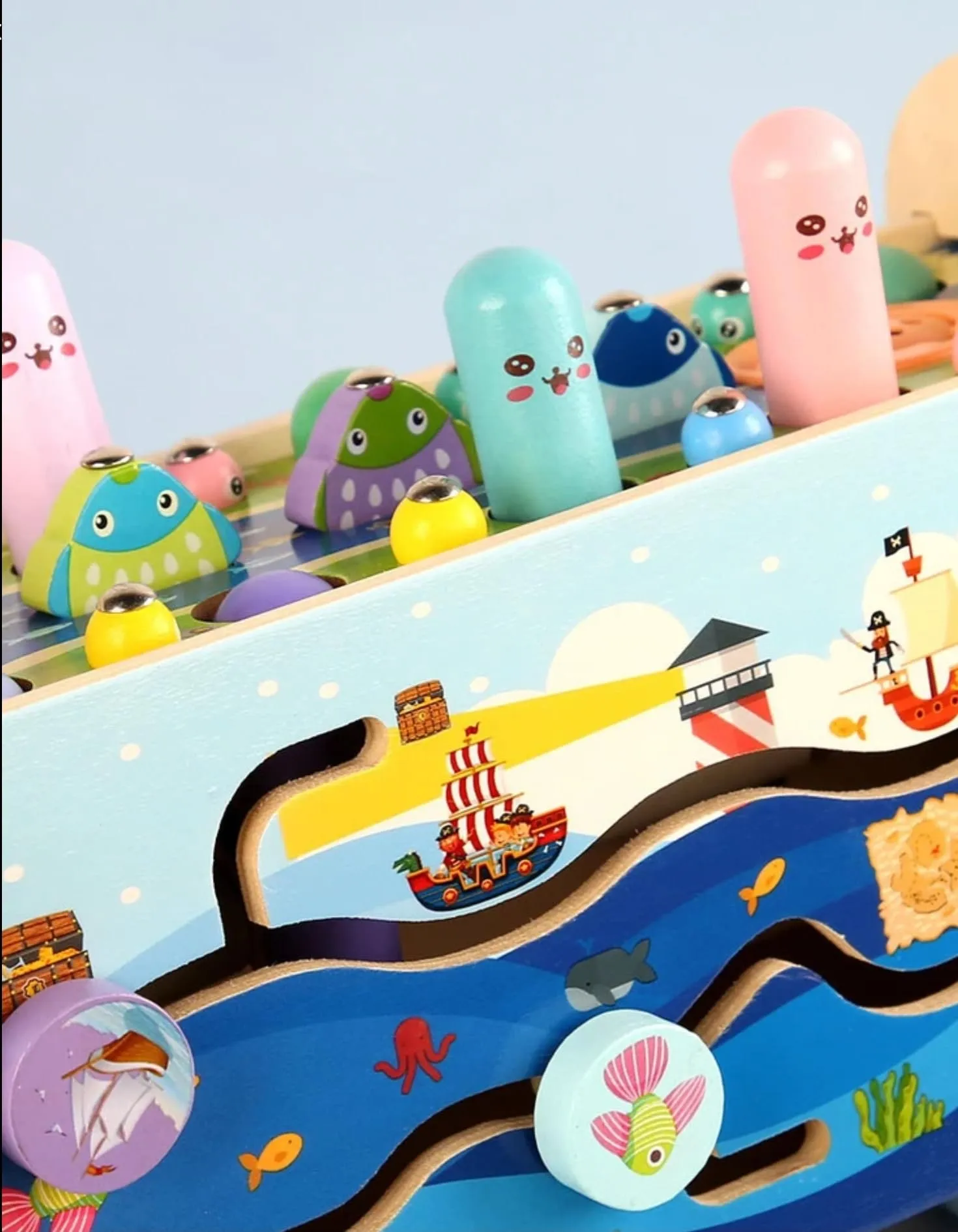 TOYARTSY Kids Hammer Wooden Toy with Wooden Bench Sea Mouse Hammer 7 in 1