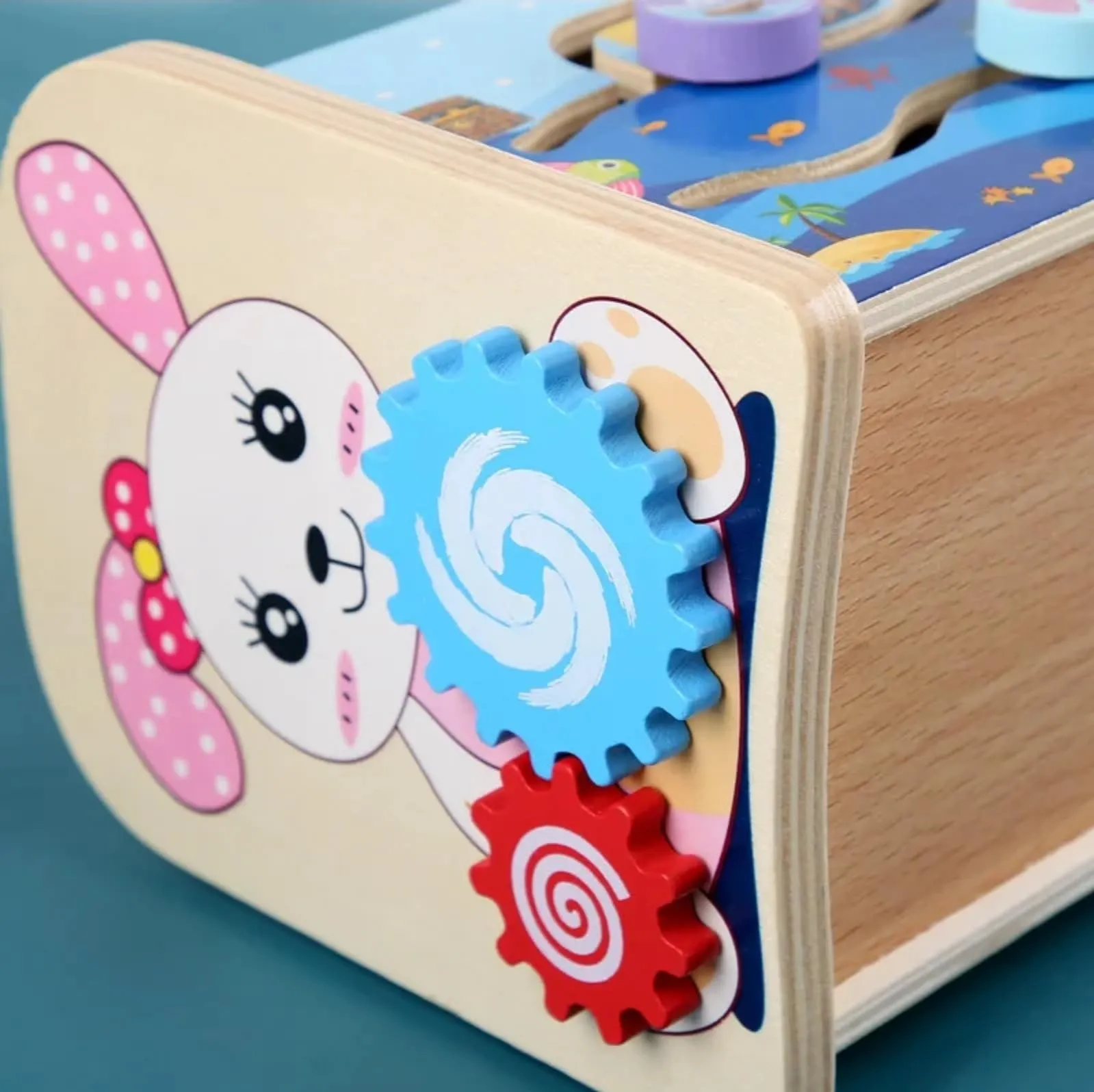 TOYARTSY Kids Hammer Wooden Toy with Wooden Bench Sea Mouse Hammer 7 in 1