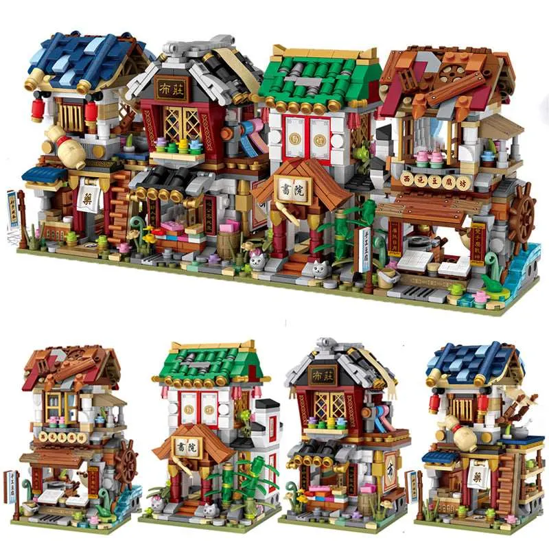 Traditional Chinese Marketplace Building Blocks