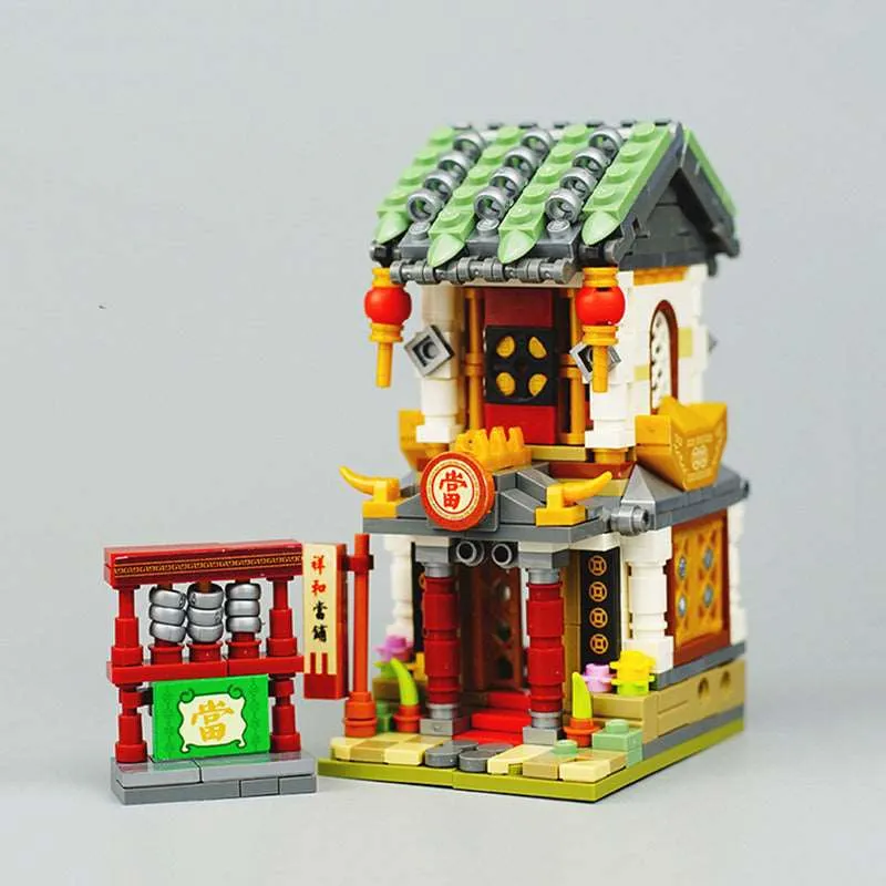 Traditional Chinese Marketplace Building Blocks