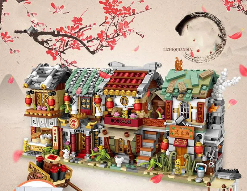 Traditional Chinese Marketplace Building Blocks