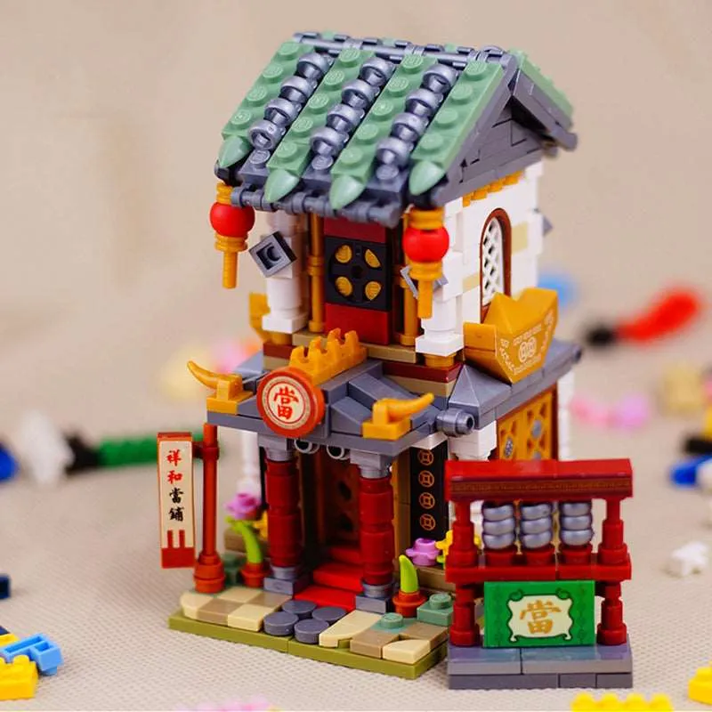 Traditional Chinese Marketplace Building Blocks